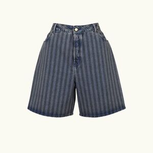 Heavy Manners 'TWILL STRIPE BLUE' BAGGY DENIM SHORT